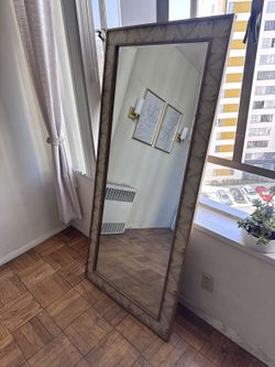 Full-Length Leaner Floor Mirror - Carved Bronze Frame
