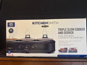 KitchenSmith by Bella Triple Slow Cooker and Server