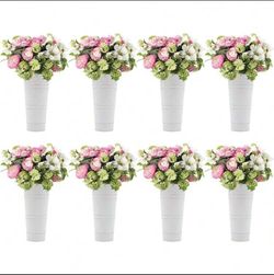 White galvanized flower buckets