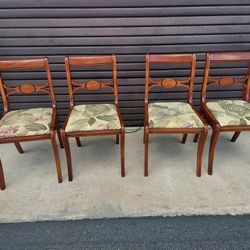 Set of 4 Vintage Phyfe Regency Style Bow Back Dining Chairs.