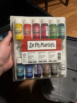 New Sealed Dr. Ph. Martin's Bombay India Ink Set, 12 Colors, 0.5 oz Ea (#800851)