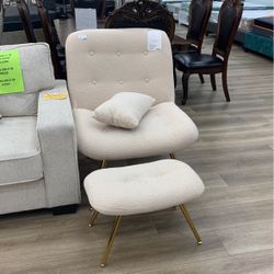Plush Accent Chair And Ottoman 