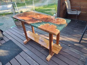 Epoxy and cedar bar table