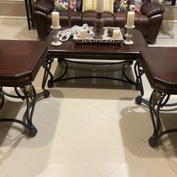 Living room Tables Wood With Metal Iron- Set Of 4 