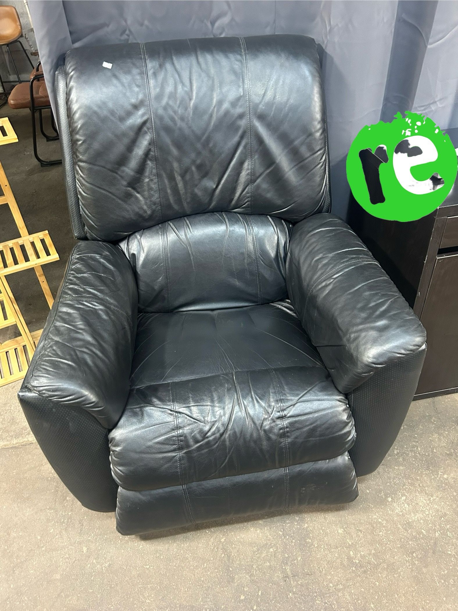 Swivel, Rocker Black Leather Recliner Chair