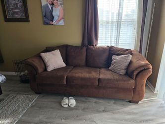 Brown Microfiber 3-Seat Sofa