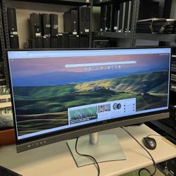 Monitor Dell C3422We 34.1 Qhd Wide 1440P Wqhd Curved Screen Edge Wled Lcd Monitor - 21:9 - Platinum Silver