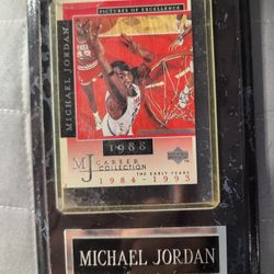 Michael Jordan 1998 Upper Deck #12 Pictures of Excellence Wood plaque Chicago Bulls