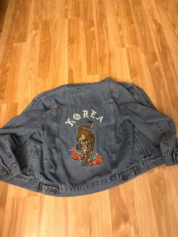 Korea Tiger Embroidered Denim Jacket M