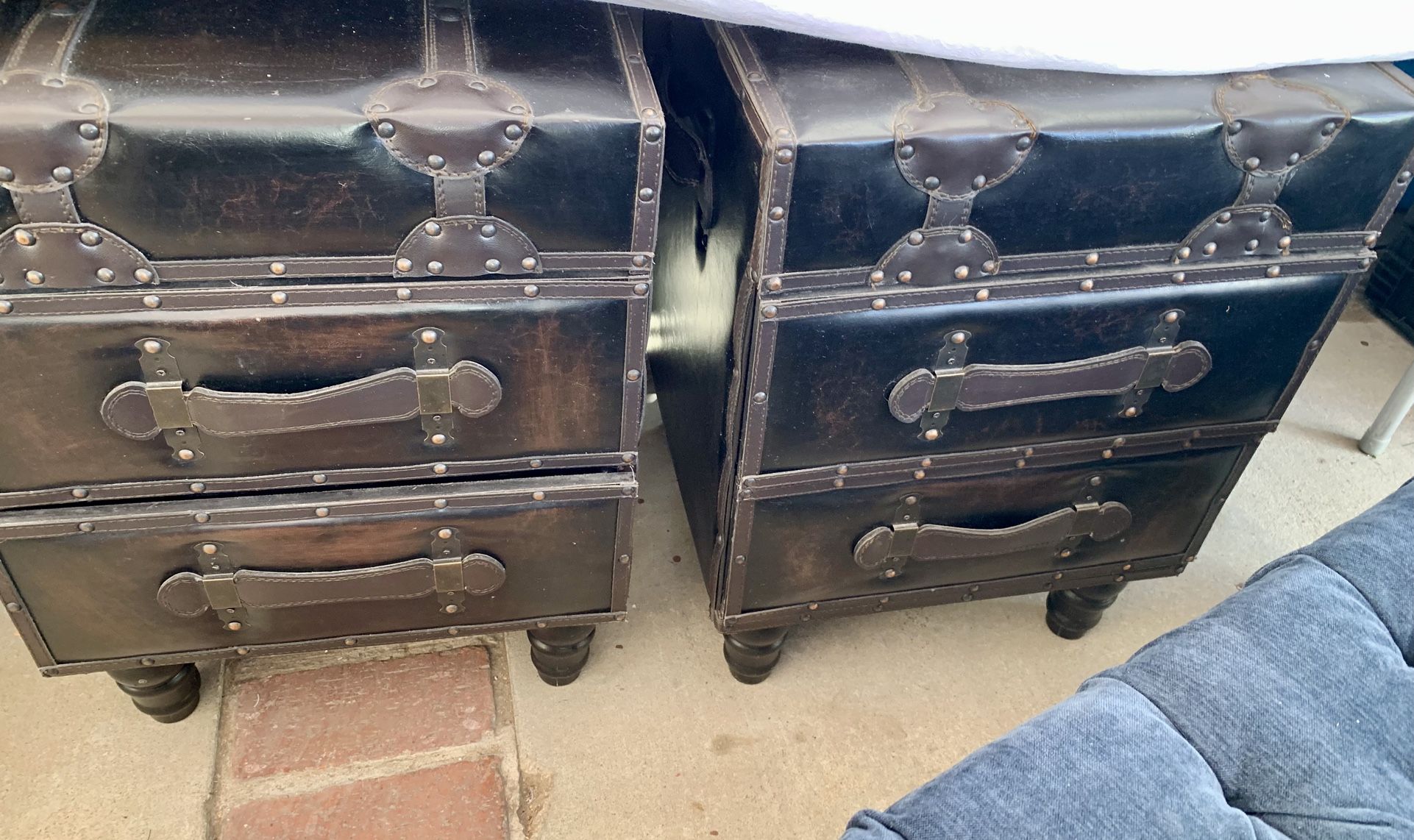 Full Leather End Tables With Drawers