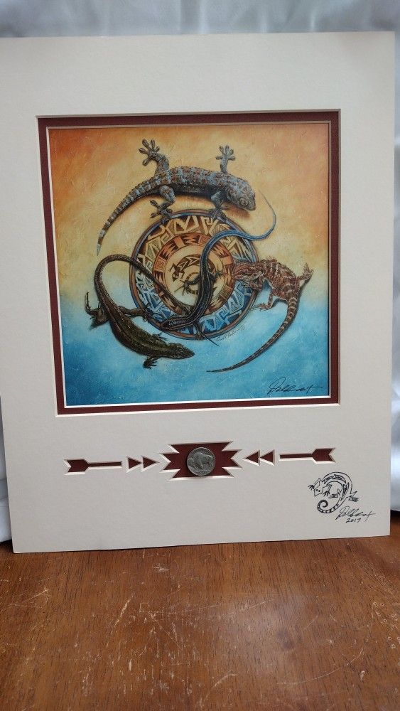 Lizard Reptile Spirit Circle "Mimbre Journey" Art Print David Behrens