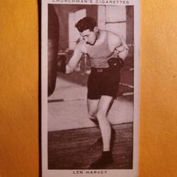VG-EX Original 1938 Churchman's Cigarettes Len Harvey Boxing Tobacco Card 18 HOF