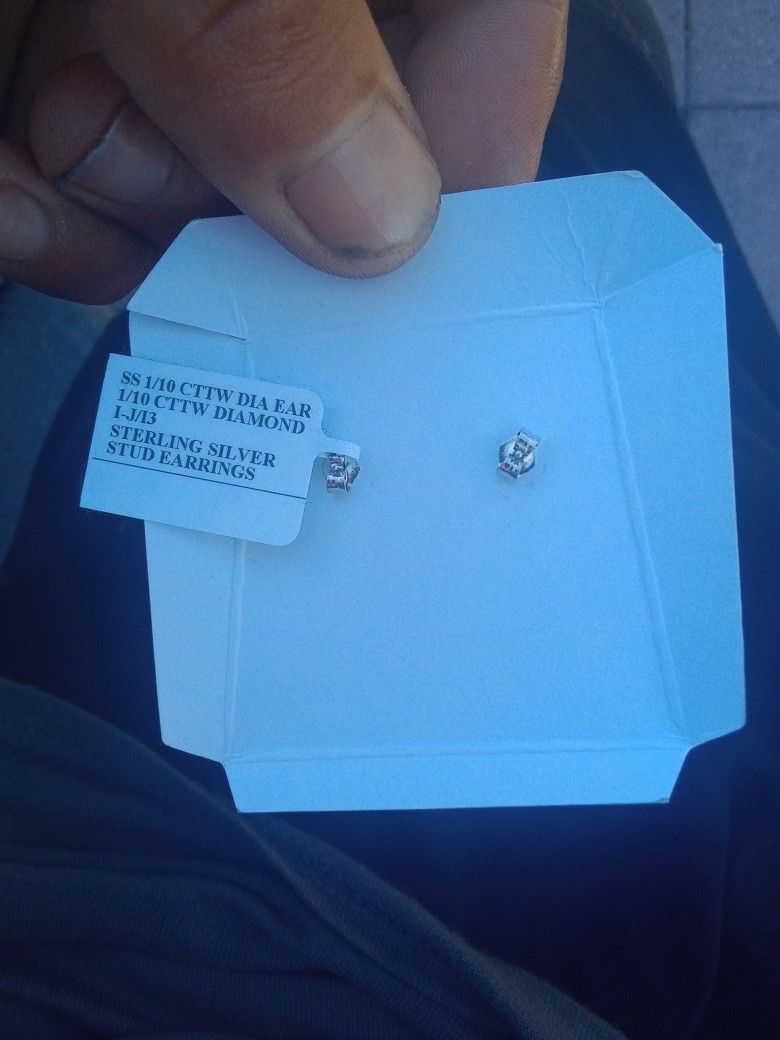 Brand New Cttw Diamond Sterling Silver Earrings Studs Retail ,,125.00