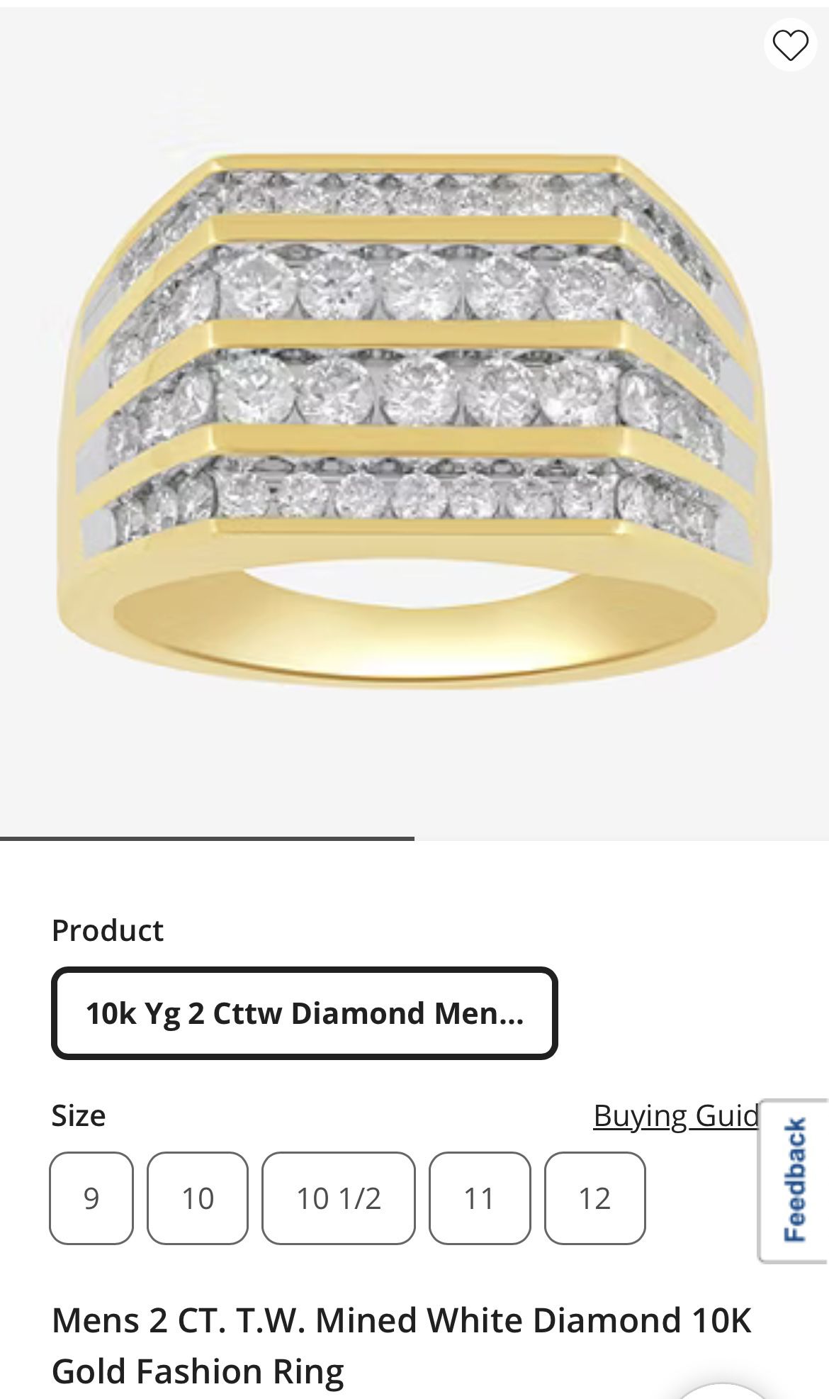 Size 9 Men’s Diamond Gold Ring