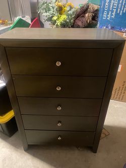 Dark Brown- grayish 5-Drawer Chest Dresser