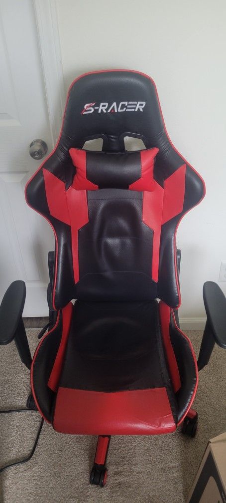 S-Racer Gaming Chair, Red (Works Perfectly, Needs Deep Clean)