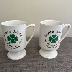 Lot of two Santa Anita  1987 St. Patrick’s Day White Mugs