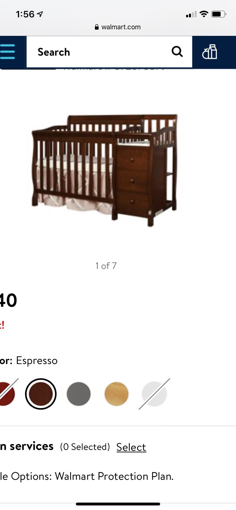 Mini Crib with changing table