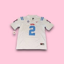 Ole Miss Jaxson Dart NCAA Nike team jersey white men’s large 