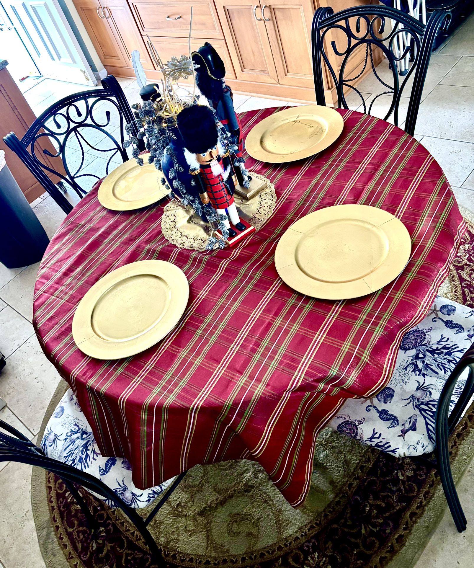 Black Metal & Glass Dining Table With Mirror Center