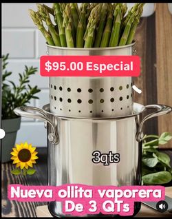 Especial $95.00 Ollita Vaporera de 3.5 qt Cose Verduras  Espagueti Huevos Variedad de Comidas a Vapor Acero Inoxidable Princess House  Ventas Finales