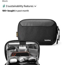 tomtoc Travel Cable Organizer Pouch, Electronics Accessories Organizer Portable Waterproof Double Accessories Carry Case for Cord, Charger, Cables, US
