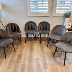 Gray Dining Room Chairs w/ Wooden Legs (x6)