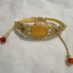 Phoenix Rising - Orange Agate Waxed Surfer Bracelet - Unisex