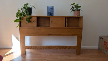 Mid-Century Modern Solid Maple Full Size Headboard With Sliding Doors by Heywood Wakefield Co.
