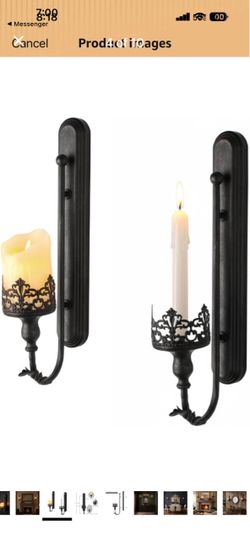 Metal Wall Candle Holder 2Pcs Retro Wall-Mounted Candle Holder Black Iron Candle Cup Pendant Metal Wall Candle Holder for Living Room