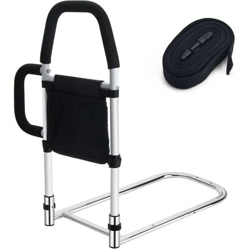 Bed Rails for Elderly Adults, Bed Assist Rails for Seniors with 2 Grab Bars & Storage Pocket & Fall Prevention Guard, Fits King, Queen, Full, Twin Bed