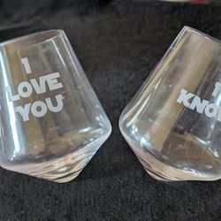 Star Wars Inspired Wine Glass Set Han Solo Leia Organa