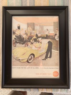 Vintage car magazine ads framed
