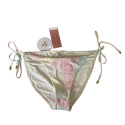 New Women’s Tie Dye String Tie Bikini Bottom Swimsuit, Size Small