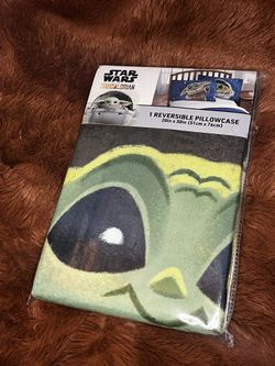 Star Wars Grogu Baby Yoda Pillowcase Reversible Mandalorian NEW 