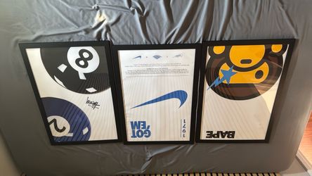 Nike BAPE Stüssy Framed Poster Set of 3 24x18