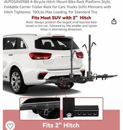 AUTOSAVER88 4-Bike Hitch Mount Platform Rack