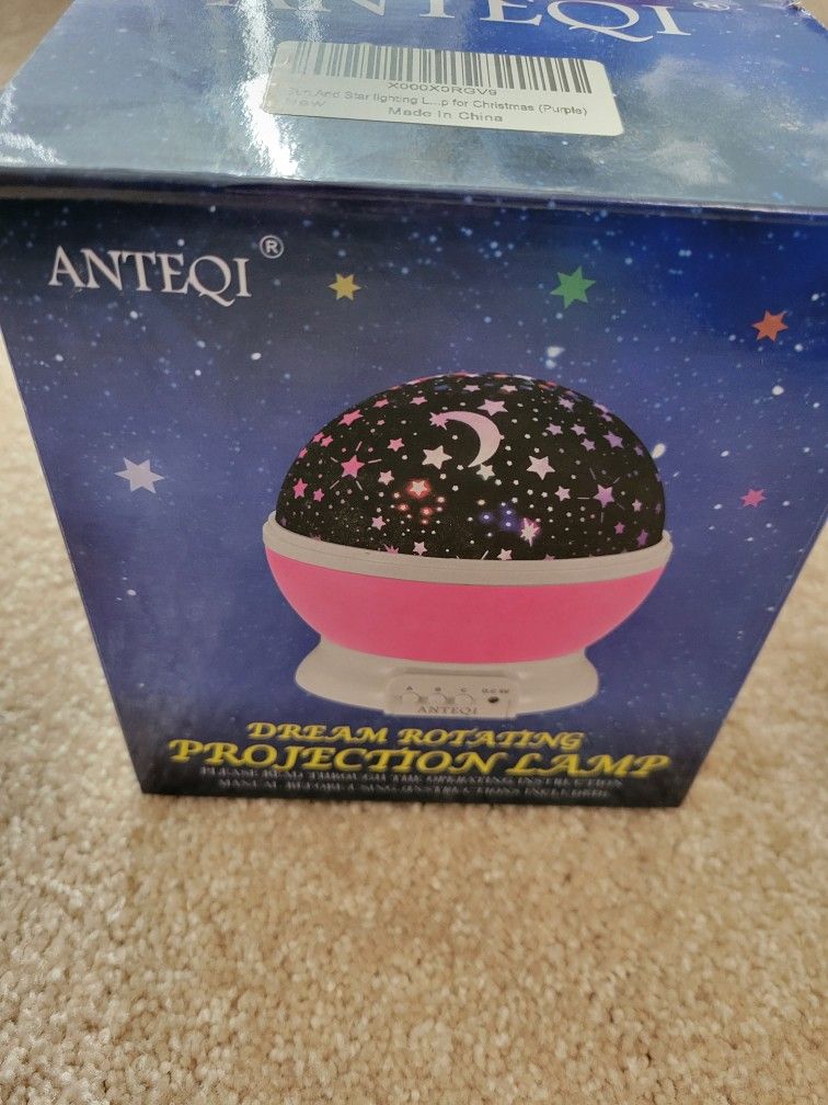 NEW Rotating Purple Stars And Moon Nightlight