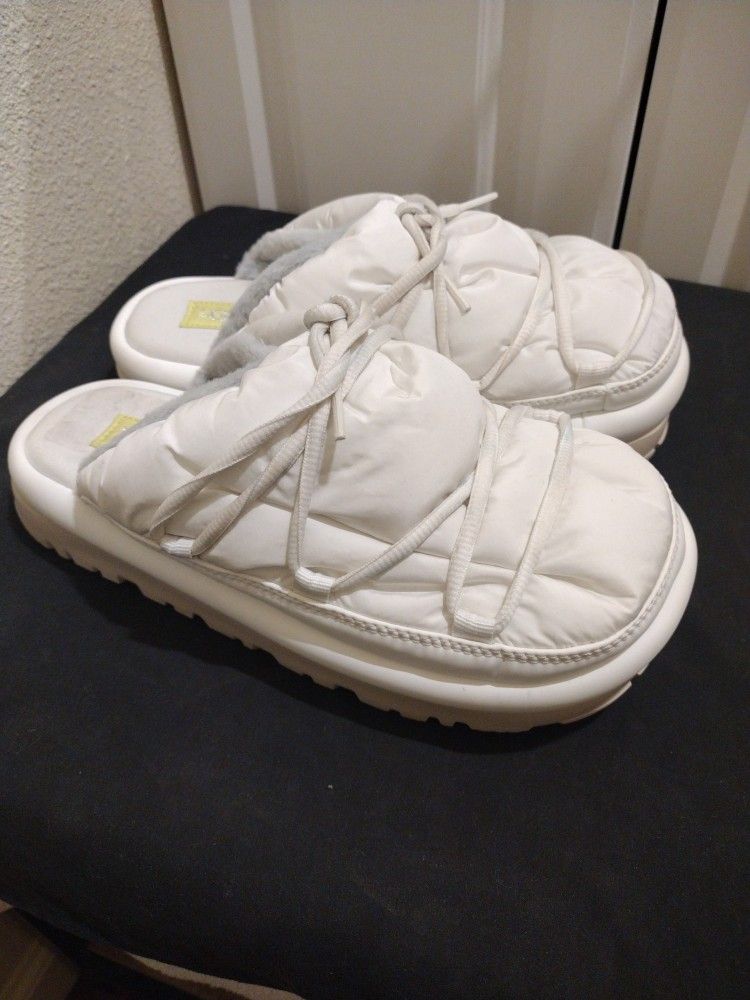 UGG Women Spacelider Tech White Slide Slipper Shoes Size 8