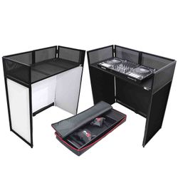 ProX XF-VISTA BL VISTA DJ Booth Facade Table Station w/ White/Black