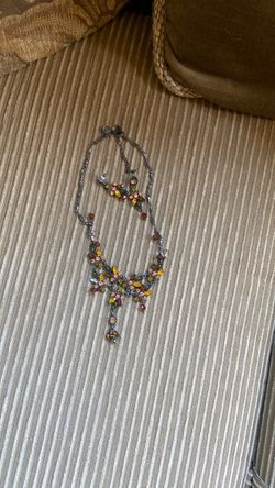Costume Jewelry multi color necklace and earrings