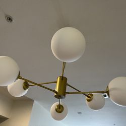 Wellmet 6-Light Modern Gold Sputnik Chandelier
