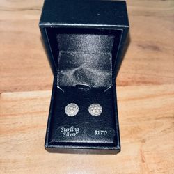 Brand New 1/10CT Diamond Sterling Silver Earrings