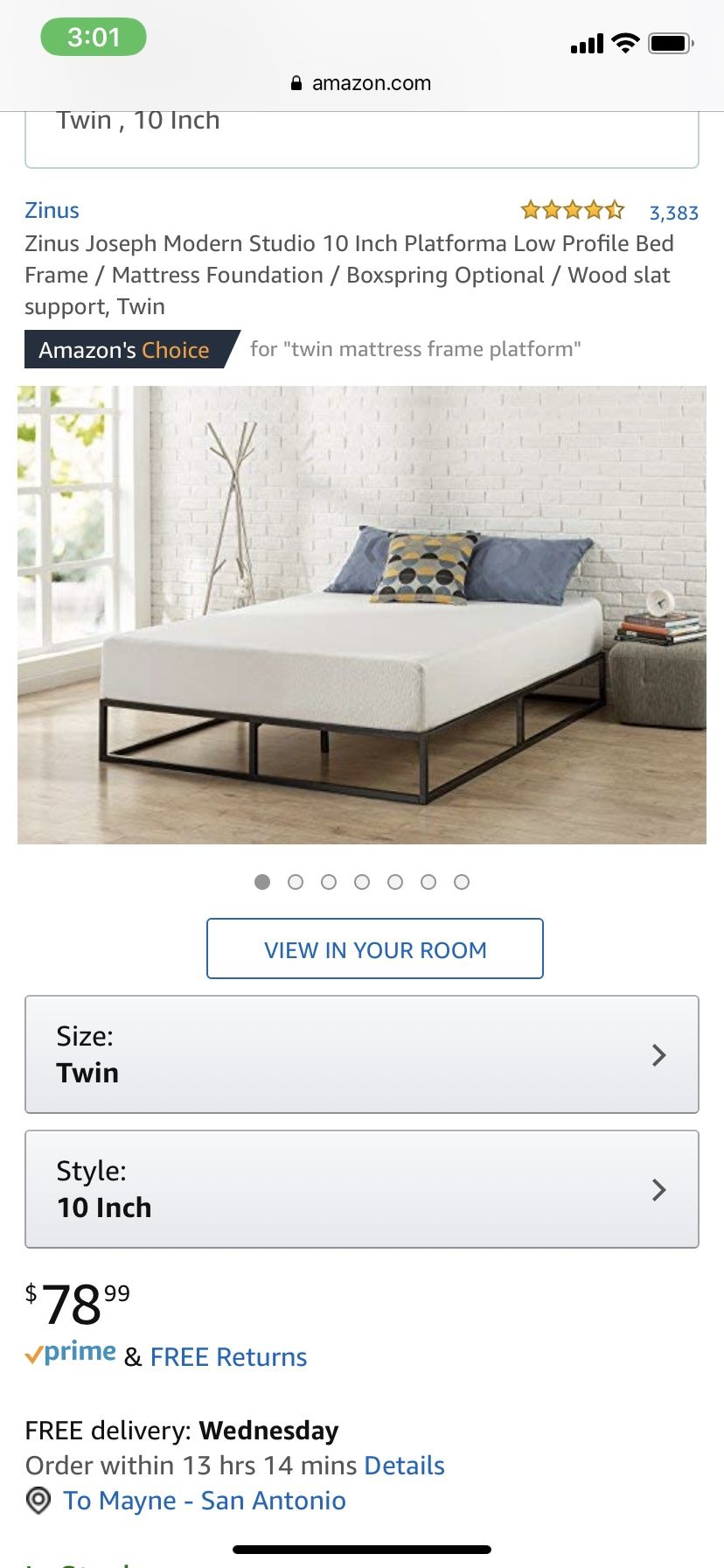 Twin size bed frame