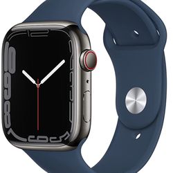 New Apple Watch Series 7 GPS + Cellular, 45mm Blue Aluminum Case with Abyss Blue Sport Band - Regular
