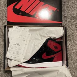 New Jordan 1 Patent Bred Size 4Y