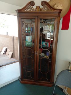 Wood China Cabinet with Glass Doors