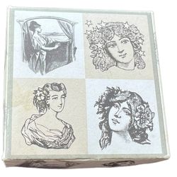 Hero Arts Four Faces Vintage Beautiful Women Quatros NEW Set of 4 Rubber Stamps  This set of 4 rubber stamps from Hero Arts is a must-have for any cra