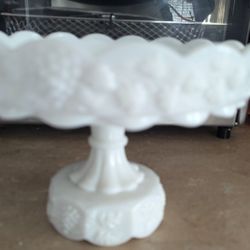 Milk Glass Cake Plate
