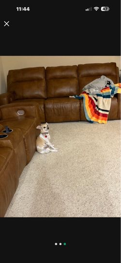 Brown Leather Reclining Sectional Sofa